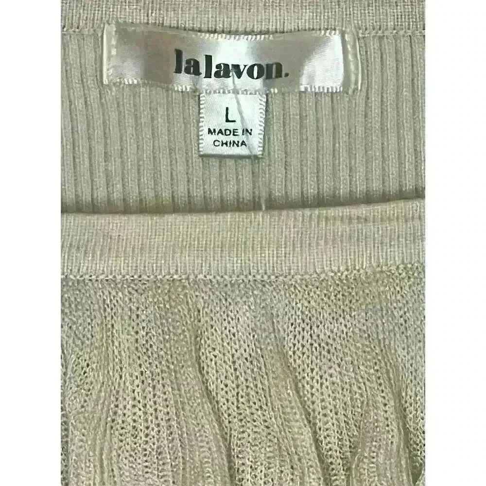 Lalavon Women's Ivory Ruffle Detail Square Neck Sweater Top Size L - Picture 3 of 12